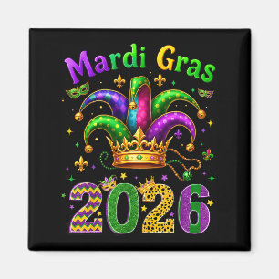 Aimant Joyeux Mardi Gras 2026 Chapeau de Bouffon Hommes F