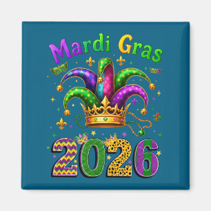 Aimant Joyeux Mardi Gras 2026 Chapeau de Bouffon Hommes F