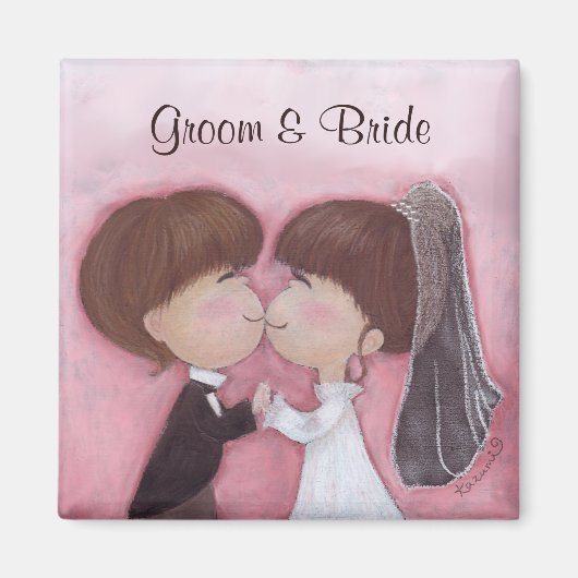 Aimant Joyeux Mariage (personnalisable) (Devant)