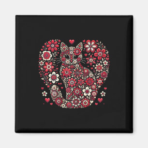 Aimant Joyeux Meowentine's Day Floral Chat Valentine Roma