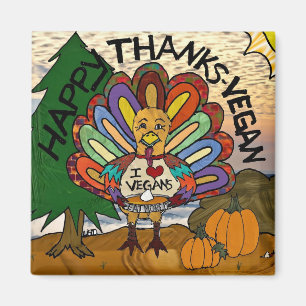 Aimant Joyeux Merci Vegan Thanksgiving Dinde