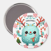 Aimant Joyeux monstre bleu Noël mignon (Recto/Verso)