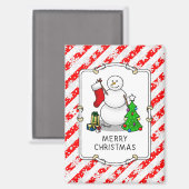 Aimant Joyeux Noël 2 Arbre Stocker Snowman (Recto/Verso)