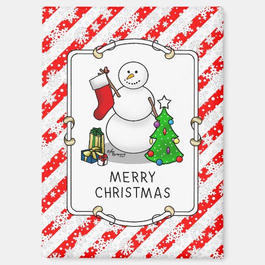 Aimant Joyeux Noël 2 Arbre Stocker Snowman (Recto)