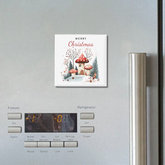 Aimant Joyeux Noël Aquarelle Bois d'hiver
