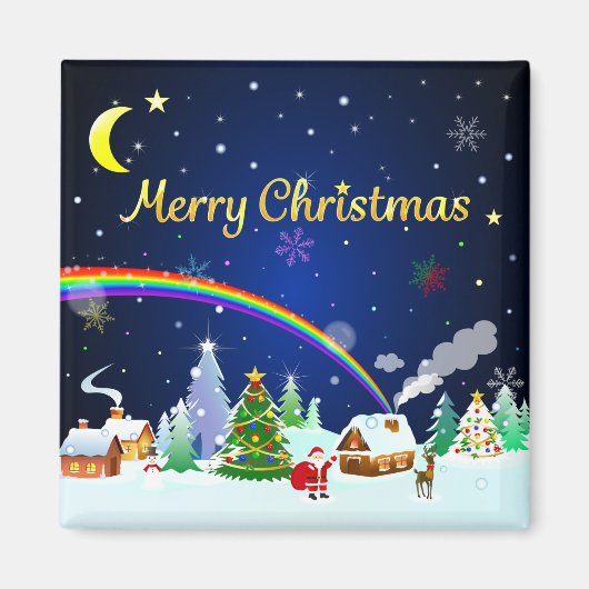 Aimant Joyeux Noël avec Crescent Moon (Devant)