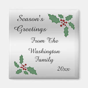 Aimant Joyeux Noël & Baies de Noël Vœux de la saison