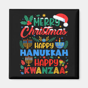 Aimant Joyeux Noël Bonne Hanoukka et Joyeux Kwanzaa H