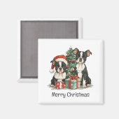 Aimant Joyeux Noël Boston Terrier Chiens (Recto/Verso)