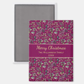 Aimant Joyeux Noël botanique de Bourgogne Personnalisé (Recto/Verso)