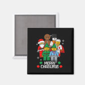 Aimant Joyeux Noël Briques de construction Père Noël Elfe (Recto/Verso)