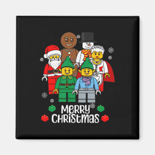 Aimant Joyeux Noël Briques de construction Père Noël Elfe
