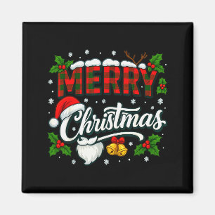 Aimant Joyeux Noël Buffalo Carreaux Rouge Chapeau de Père