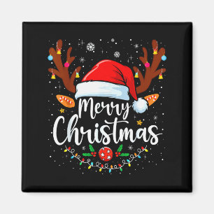 Aimant Joyeux Noël Chapeau Rouge de Père Noël Renne Xmas