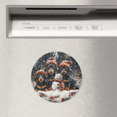 Aimant Joyeux Noël Chiens Chiens Snowman (In Situ (Lave-vaisselle))
