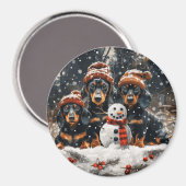 Aimant Joyeux Noël Chiens Chiens Snowman (Recto/Verso)