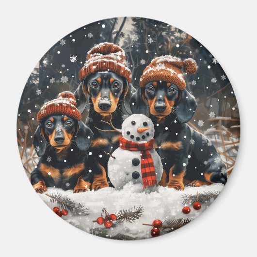 Aimant Joyeux Noël Chiens Chiens Snowman (Devant)