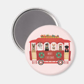 Aimant Joyeux Noël Chiens de vacances Trolly (Recto/Verso)