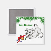 Aimant Joyeux Noël ! Chiot avec Bell et Ball (Recto/Verso)