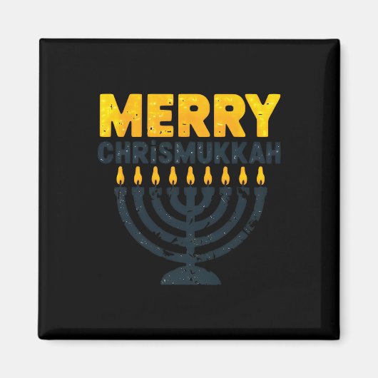 Aimant Joyeux Noël Chrismukkah Hanoukka Chanukiah Gif (Devant)