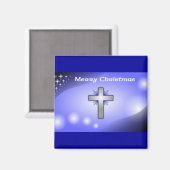 Aimant Joyeux Noël Croix Bleue glacée (Recto/Verso)