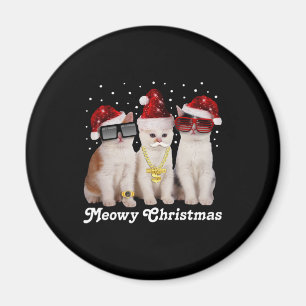 Aimant Joyeux Noël   Cute Chat avec Père Noël