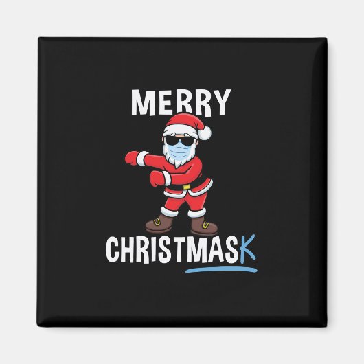 Aimant Joyeux Noël - Dancing Père Noël Masque Noël (Devant)