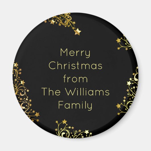 Aimant Joyeux Noël de Ajouter votre nom Black Gold (Devant)