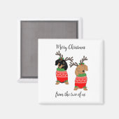 Aimant Joyeux Noël Deux Dachshunds Jumelés (Recto/Verso)