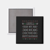 Aimant Joyeux Noël Embrasse Mon Hanoukka Joyeux (Recto/Verso)