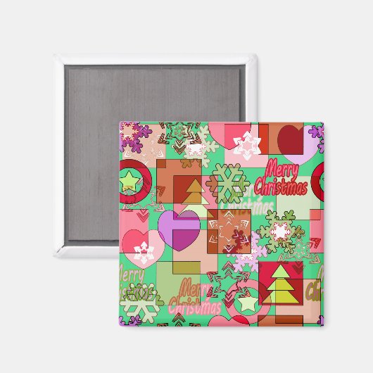Aimant Joyeux Noël en toute transparence formes géométriq (Recto/Verso)