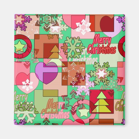 Aimant Joyeux Noël en toute transparence formes géométriq (Devant)