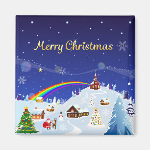 Aimant Joyeux Noël et Rainbow Père Noël