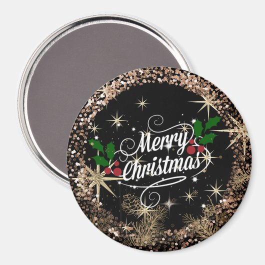 Aimant Joyeux Noël, étincelant, parties scintillant et br (Recto/Verso)