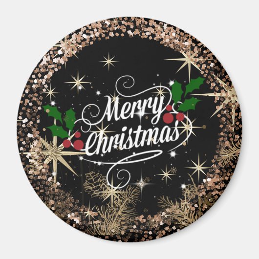 Aimant Joyeux Noël, étincelant, parties scintillant et br (Devant)