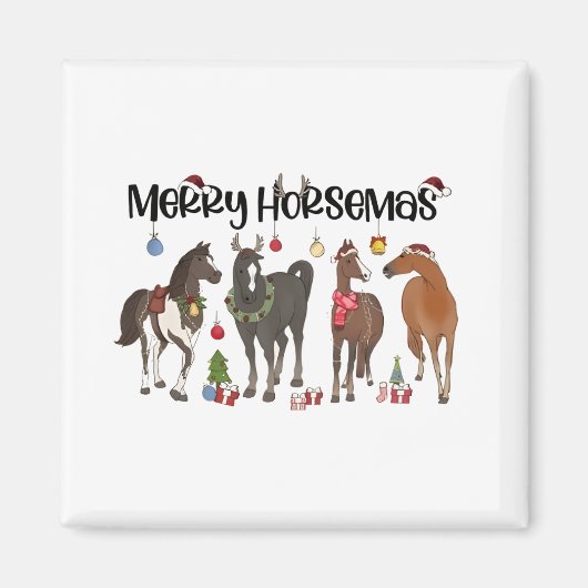 Aimant Joyeux Noël Fleur de Cheval de Cheval de Noël Équi (Devant)
