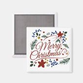 Aimant Joyeux Noël floral (Recto/Verso)