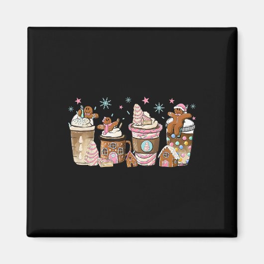 Aimant Joyeux Noël Gingerbread Cookie Café Cups Lat (Devant)