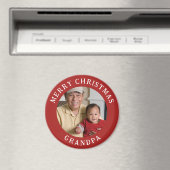 Aimant Joyeux Noël Grand-père Photo Et Nom Rouge (In Situ (Lave-vaisselle))
