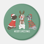 Aimant Joyeux Noël Grands Chiens Danois (Devant)