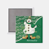 Aimant Joyeux Noël Green Snowman (Recto/Verso)