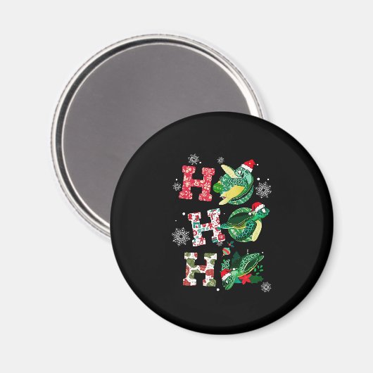 Aimant Joyeux Noël HO HO HO Turtle Père Noël (Recto/Verso)