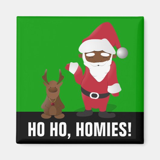 Aimant Joyeux Noël Homeboys : Père Noël Noir & Blingin' (Devant)