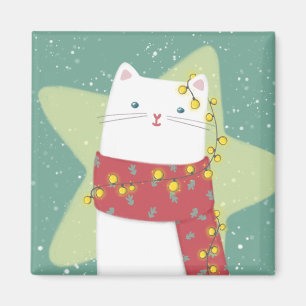 Aimant Joyeux Noël : Illustration de chat