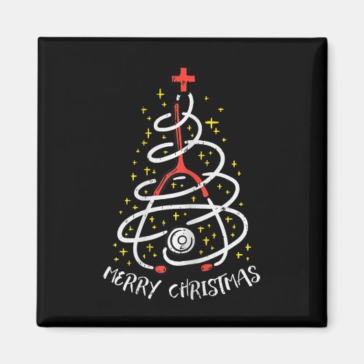Aimant Joyeux Noël Infirmière Xmas Scrub Top Femmes Steth (Devant)