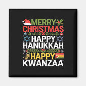 Aimant Joyeux Noël Joyeux Hanoukka Joyeux Kwanzaa 13 (Devant)