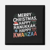 Aimant Joyeux Noël Joyeux Hanoukka Joyeux Kwanzaa 14 (Devant)
