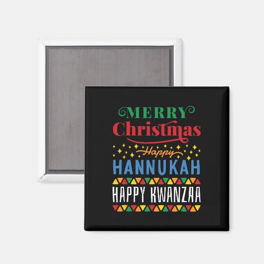 Aimant Joyeux Noël Joyeux Hanoukka Joyeux Kwanzaa 14 (Recto/Verso)