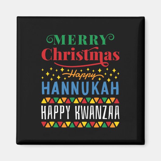 Aimant Joyeux Noël Joyeux Hanoukka Joyeux Kwanzaa 14 (Devant)