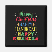 Aimant Joyeux Noël Joyeux Hanoukka Joyeux Kwanzaa 15 (Devant)